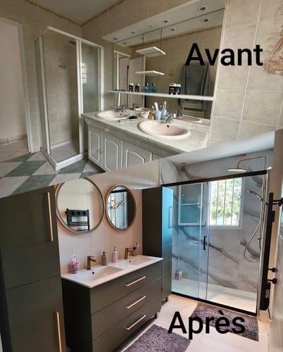 Customer photo review of Panneau Mural PVC Effet Marbre Doré – Étanche et facile à poser