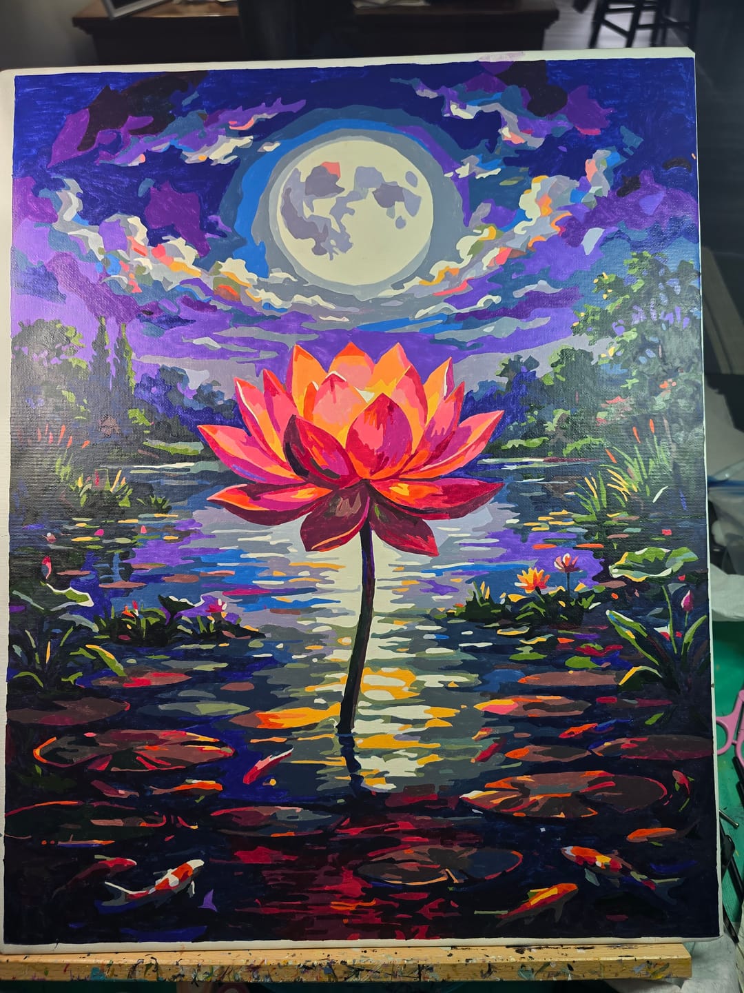 Customer photo review of Moonlit Lotus Serenity (Paint by Numbers)