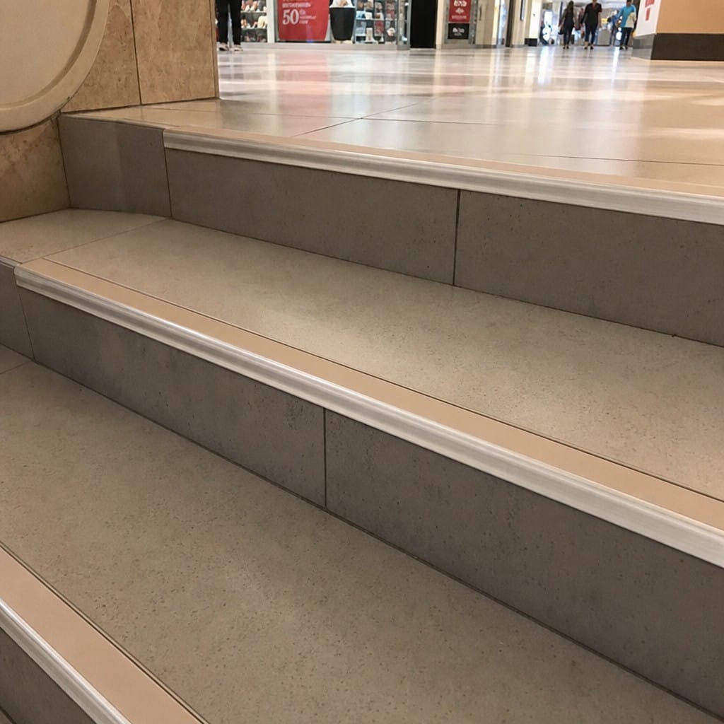 Customer photo review of Aluminium Stair Nosing 3.22m Rake Back Single Channel