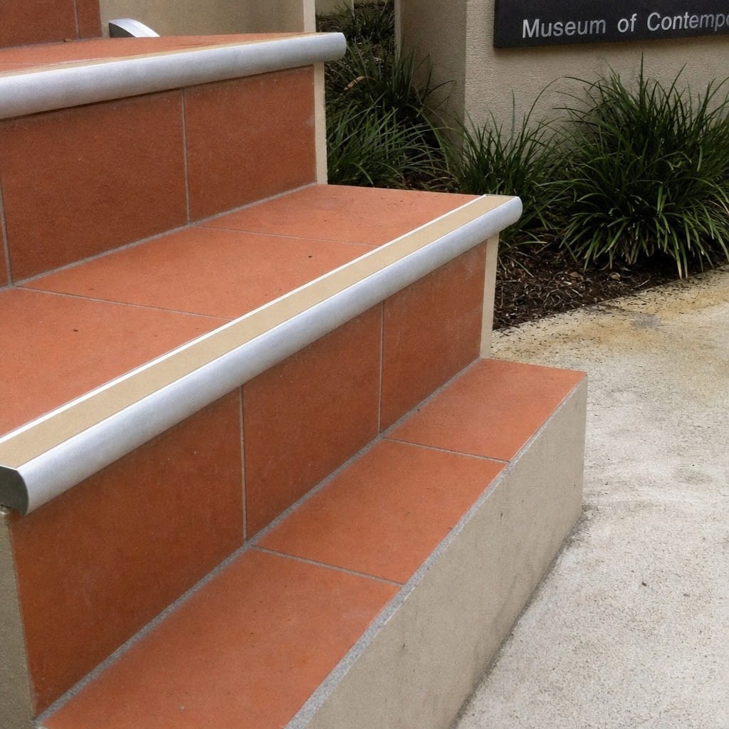 Customer photo review of Bullnose Aluminium Stair Nosing 2.75m Single Channel PVC