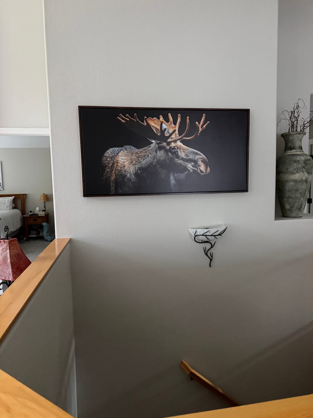 Customer photo review of Moose Photography Style Wall Art – Extra Large Framed Canvas for Rustic Cabin Decor