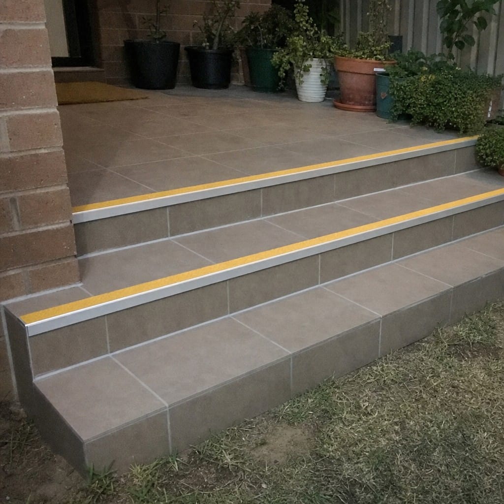 Customer photo review of Stair Nosing 56mm Square Aluminium Stair Nosing with Exterior Grip Insert