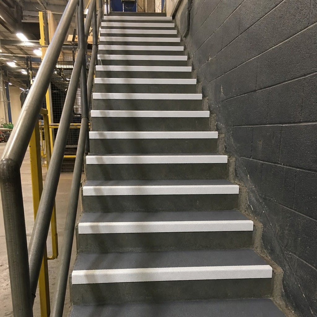 Customer photo review of GRP Stair Treads Anti Slip White Nosing Fire Resistant