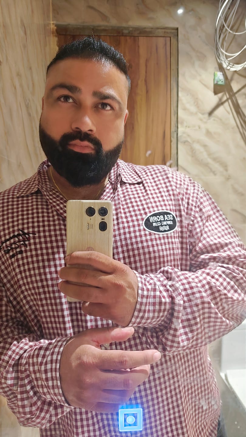 Customer photo review of Wine Embroidered Micro Checks Shirt
