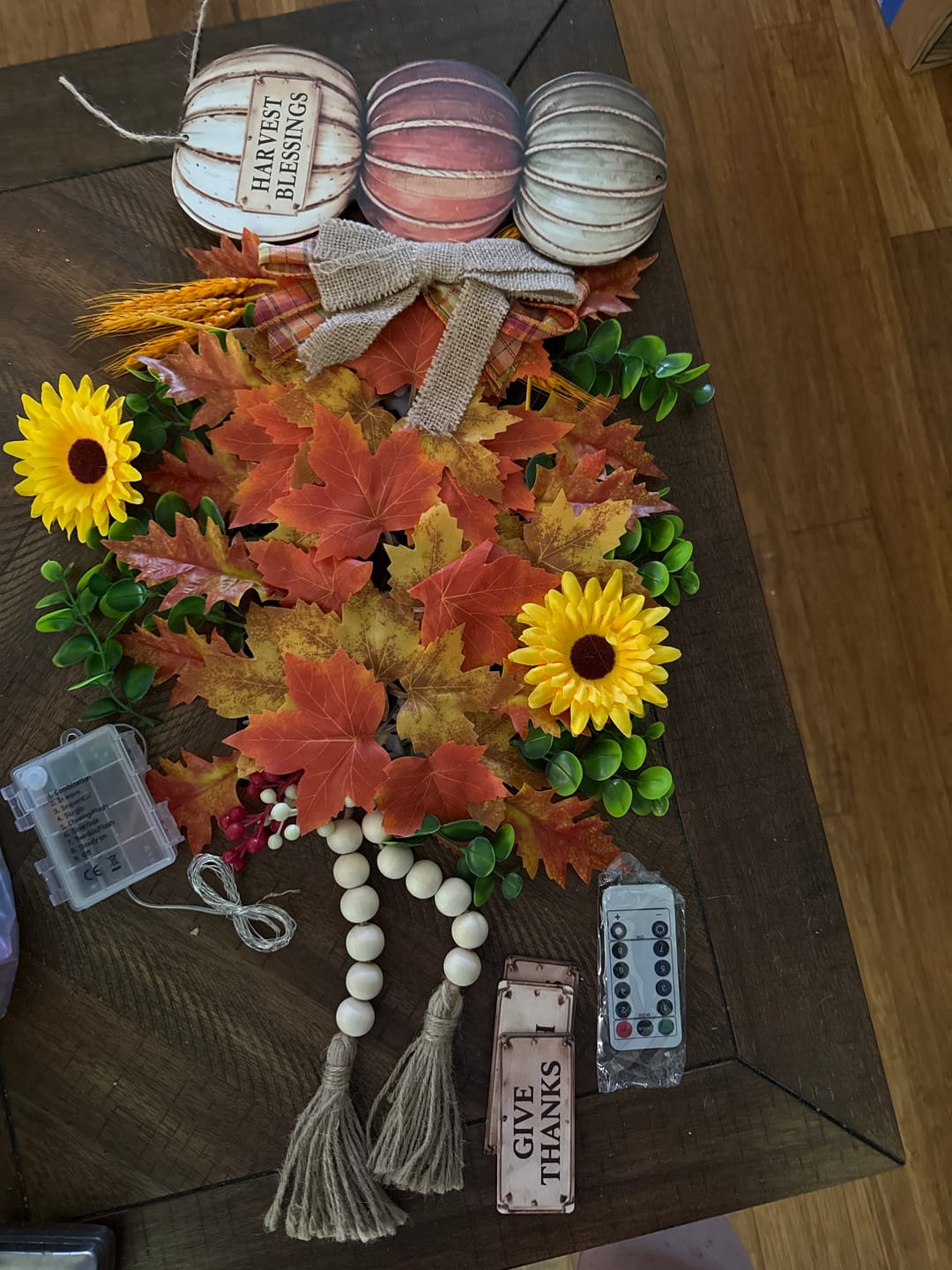 Customer photo review of 🏡🎃Lighted Stacked Pumpkin Fall Door Decor with 3 Seasonal Plaques