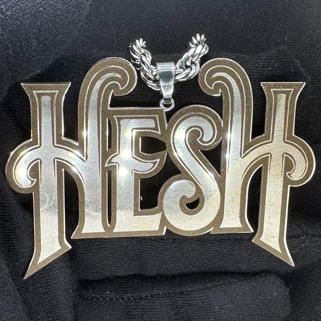 Customer photo review of Custom Logo Engraved Photo Pendant Necklace