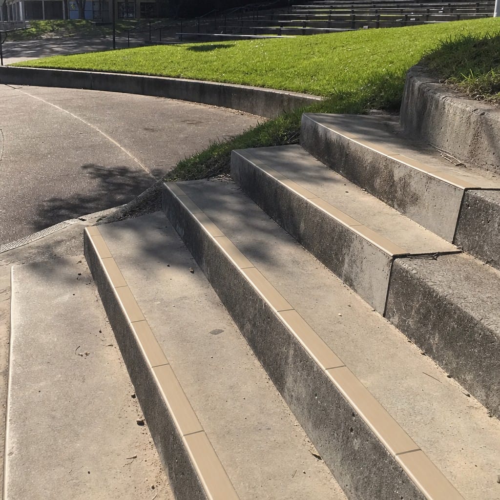 Customer photo review of Rake Back Double Channel Stair Nosing 2.44m 93mm Vinyl