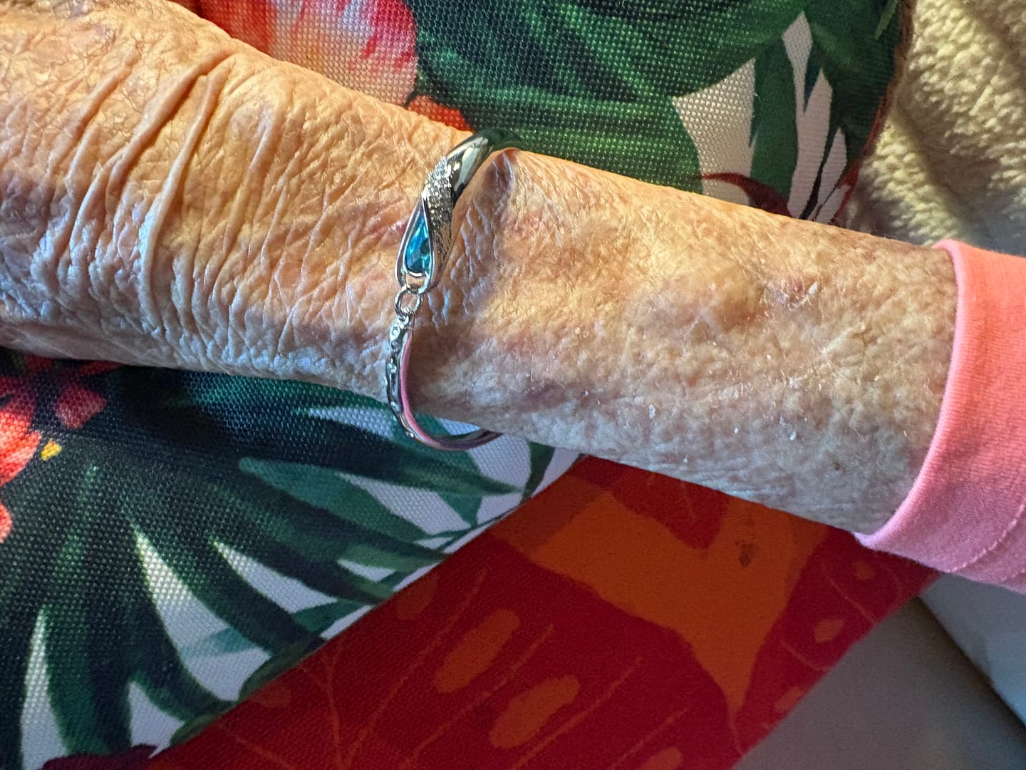 Customer photo review of Sapphire Silver Charm Bracelet