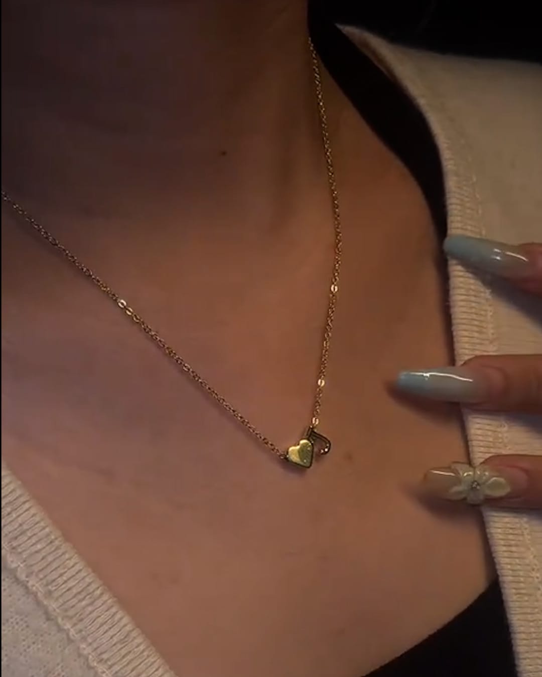 Customer photo review of Heart Initial Necklace
