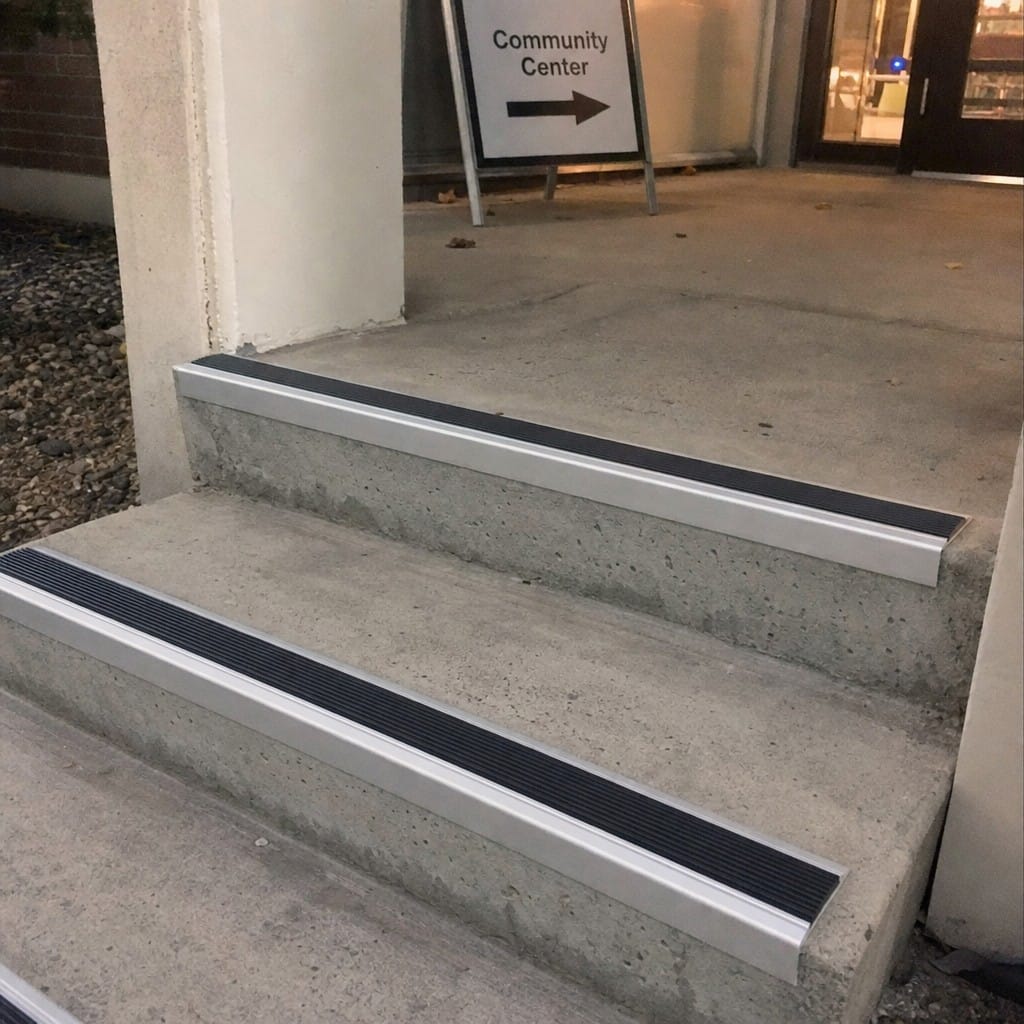 Customer photo review of Commercial Anodised Stair Nosing 46x30mm Anti Slip Rubber Insert