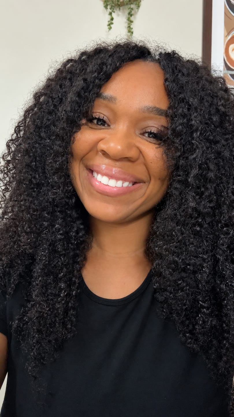 Customer photo review of Ywigs Burmese Water Curly Human Crochet Hair