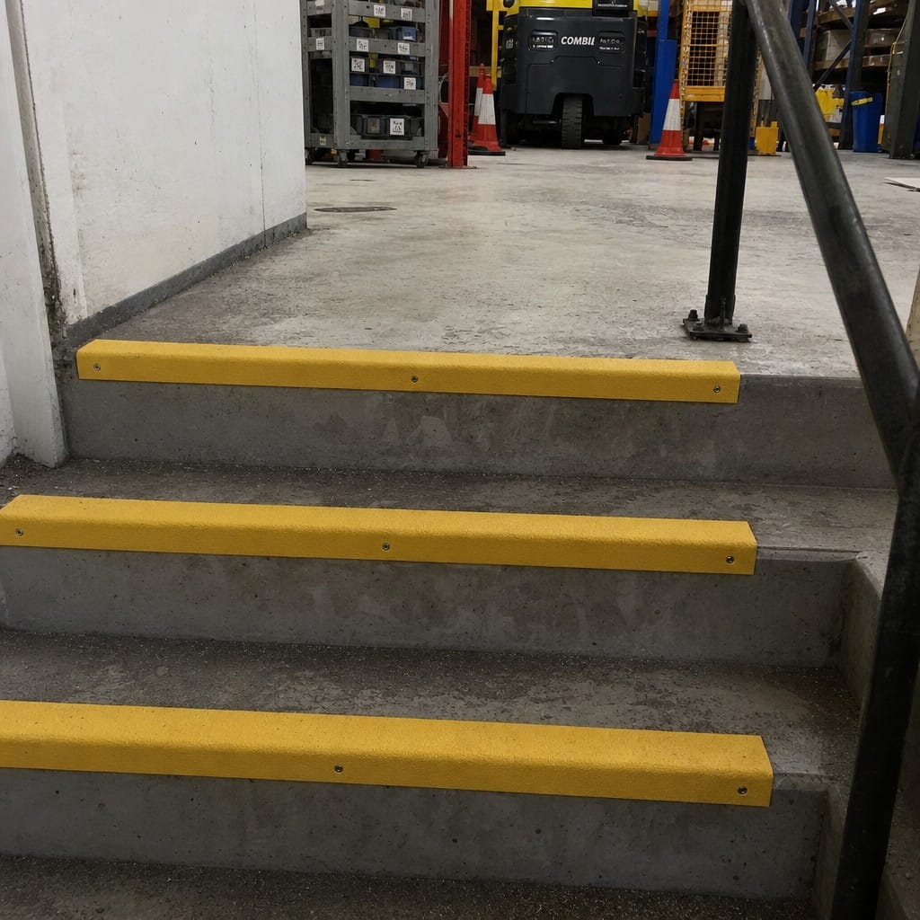 Customer photo review of Commercial GRP Stair Nosing, Anti Slip Step Edge Trim for Concrete Steps