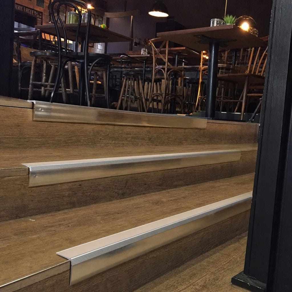 Customer photo review of Aluminium Stair Nosing 3.22m Rake Back Single Channel