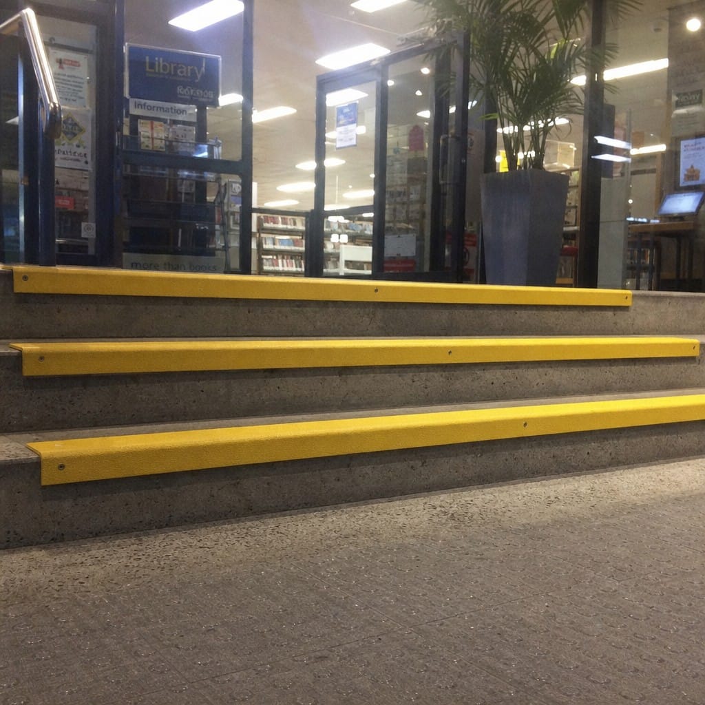 Customer photo review of Commercial GRP Stair Nosing, Anti Slip Step Edge Trim for Concrete Steps