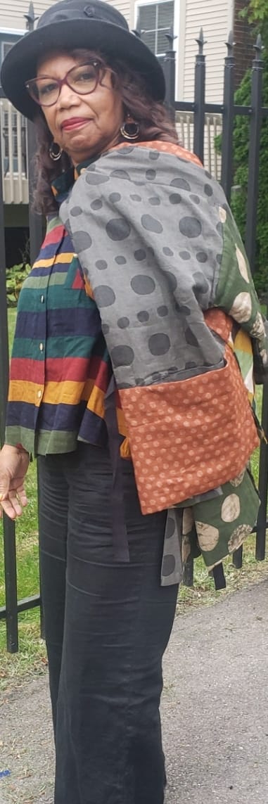Customer photo review of Plus Size Irregular Geometric Pattern Retro Cotton Coat