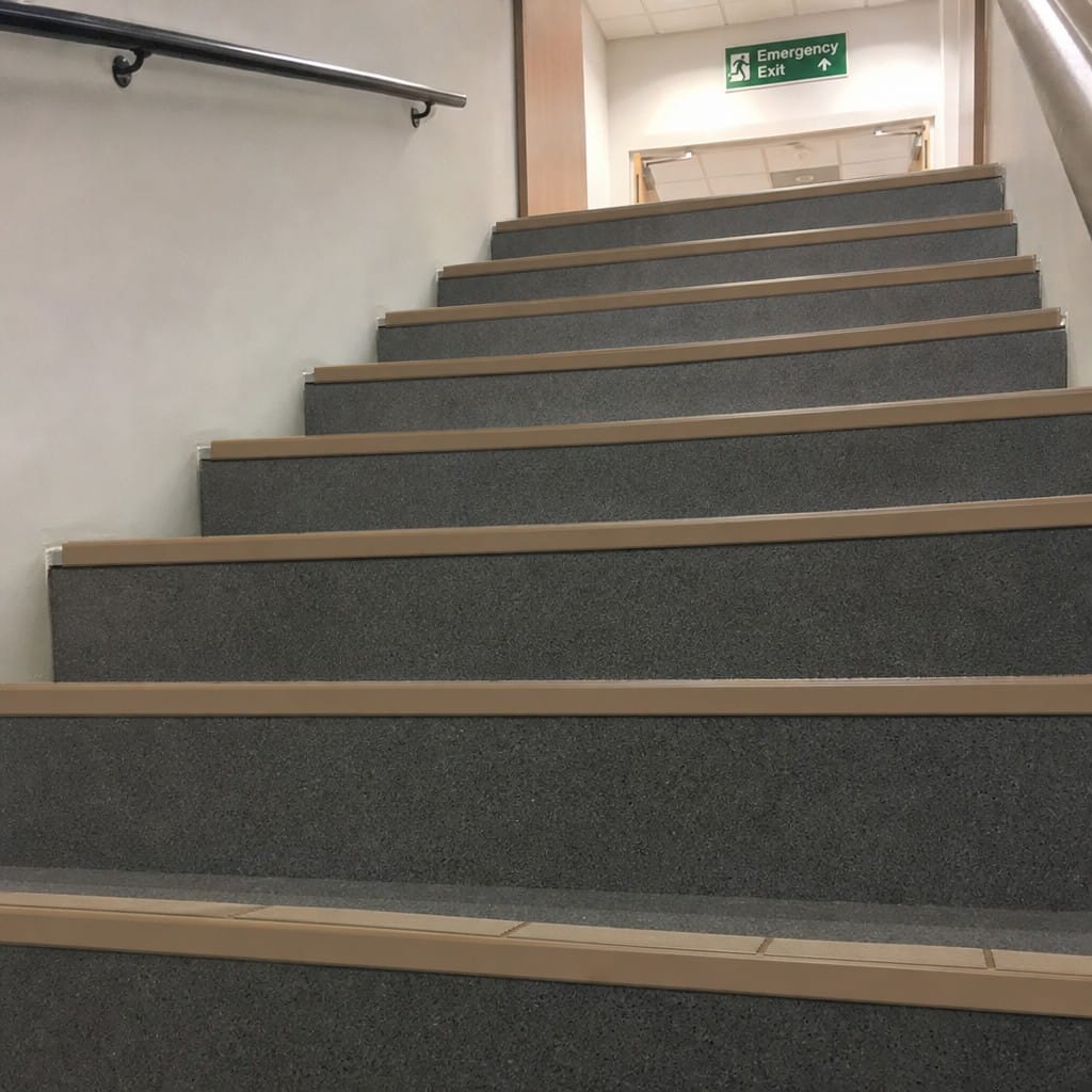 Customer photo review of Aluminium Stair Nosing 85mm Rake Back, Double Channel, 2.44m-3.22m