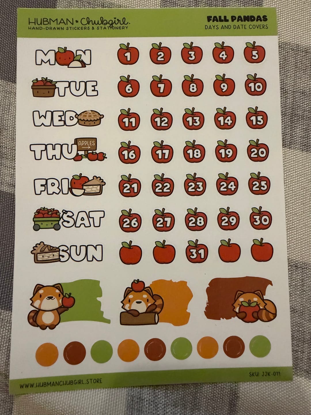 Customer photo review of Fall Pandas Days and Date Covers