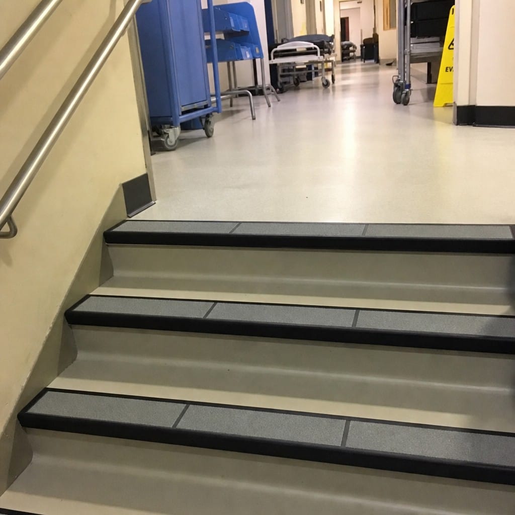 Customer photo review of Double Channel Aluminium Stair Nosing 93mm MorGrip Vinyl