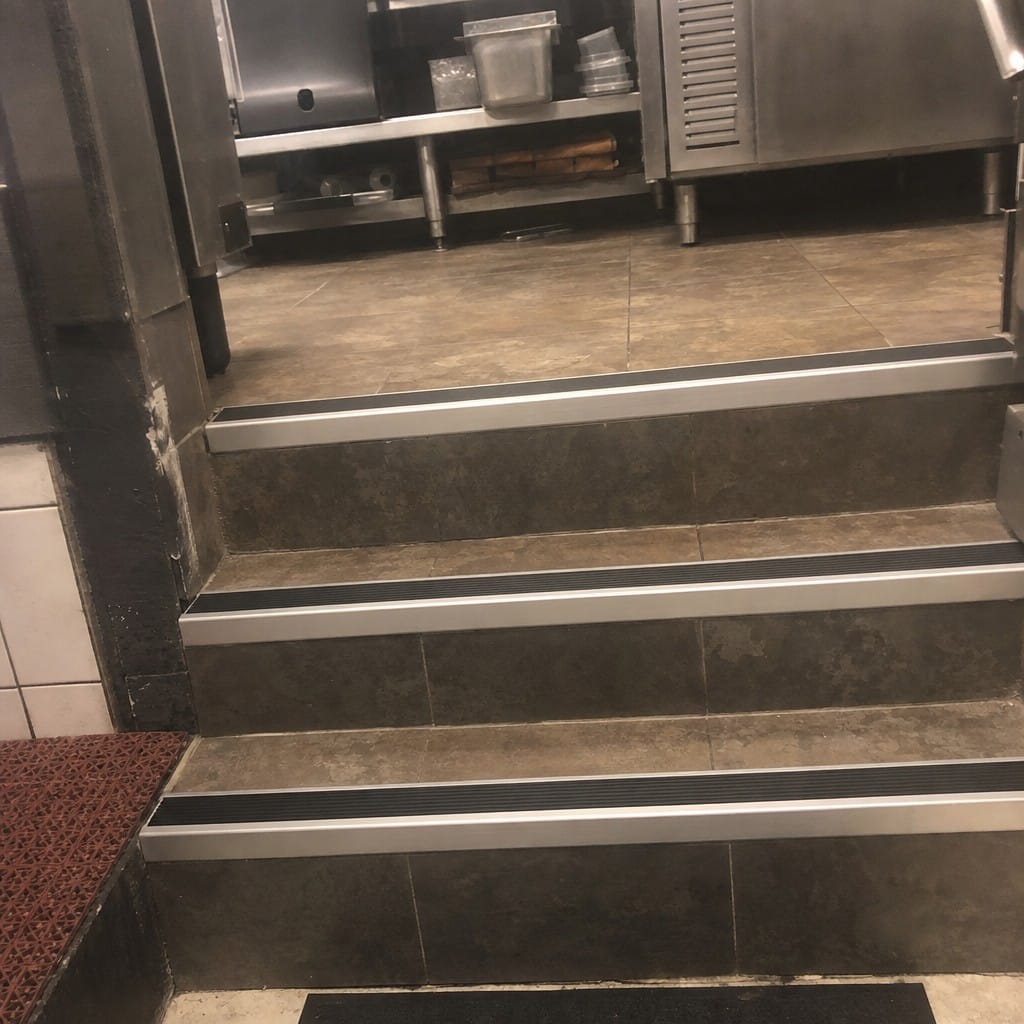 Customer photo review of Anodised Aluminium Self Adhesive Stair Nosing 46x30mm Rubber