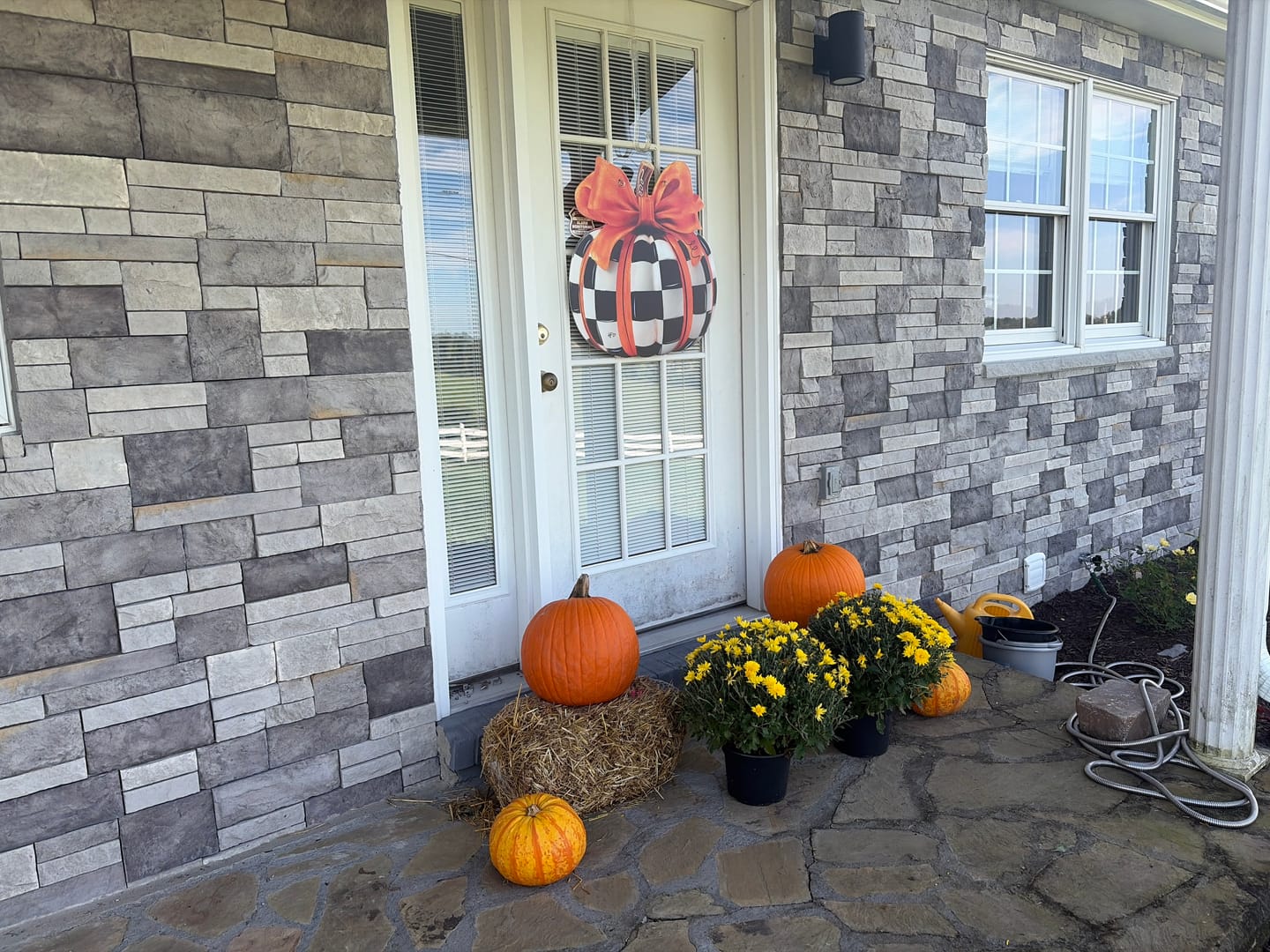Customer photo review of Elegant Checkered Pumpkin Door Hanger