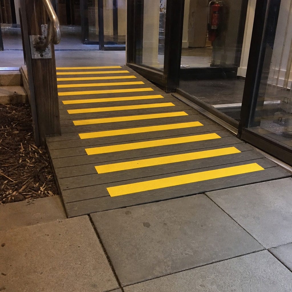 Customer photo review of 90mm Medium Grit Non-Slip Decking Strips GRP Wet Frosty