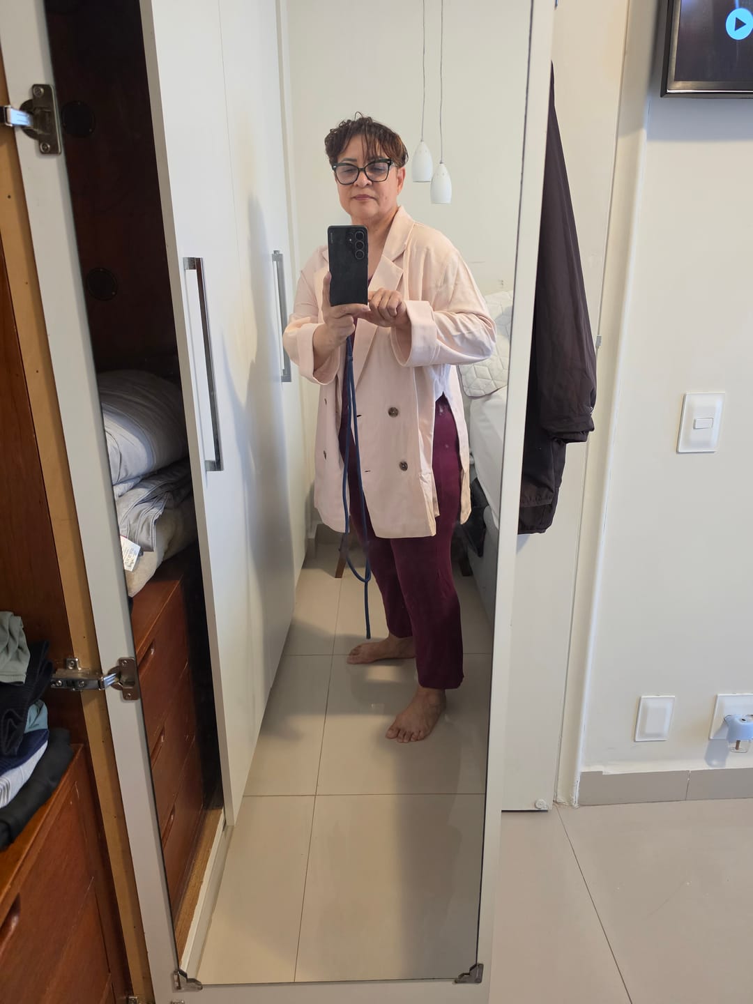 Customer photo review of Blazer Sândalo Rosa Claro