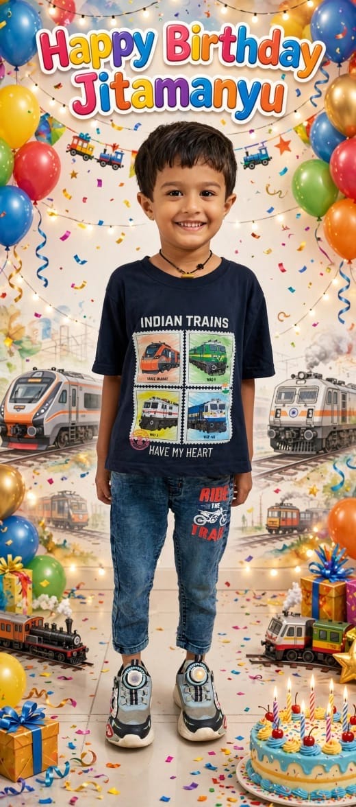 Customer photo review of Indian Trains Kids T-shirt