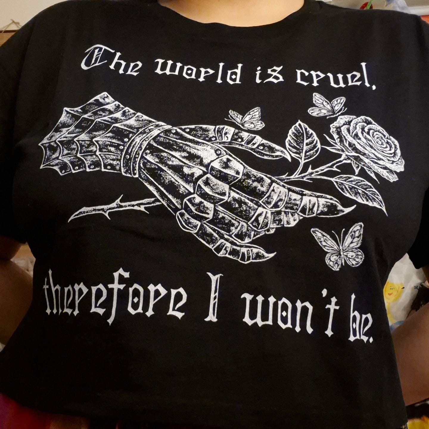 Customer photo review of Cruel World Crop Tee