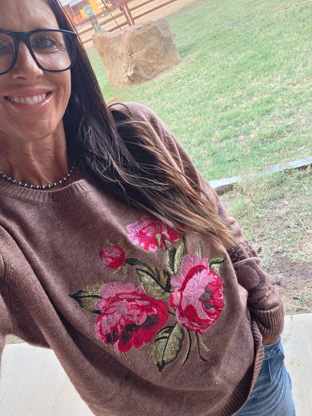Customer photo review of The Keepsake Rose Sweater
