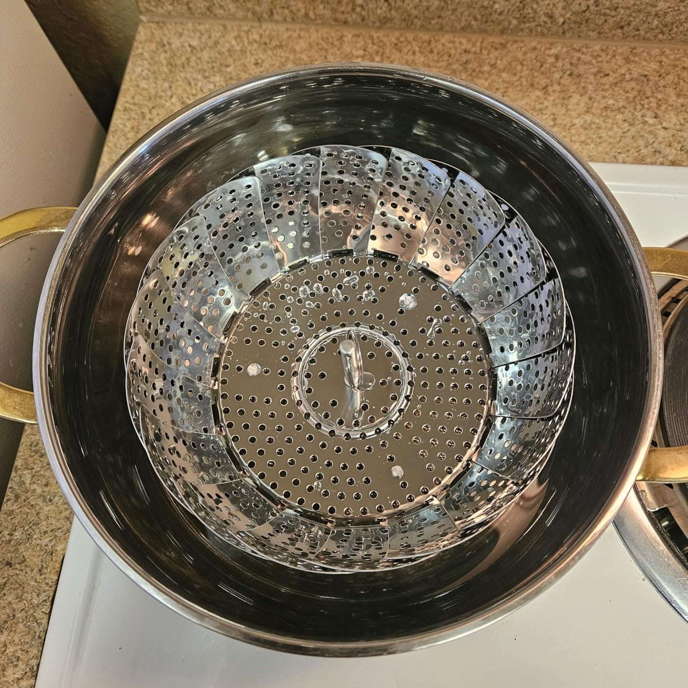 Customer photo review of SteamBloom™ Folding Steamer Basket: Turns Any Pot Into a Steamer