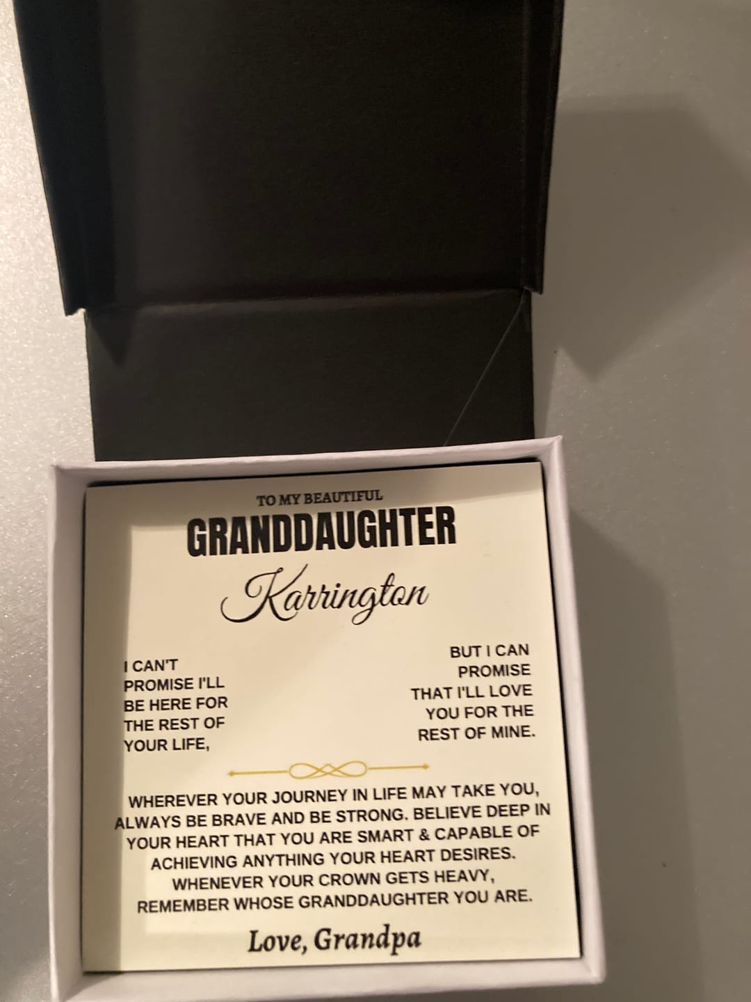 Customer photo review of Granddaughter Necklace from Grandpa - Interlocking Hearts CZ Pendant Gift