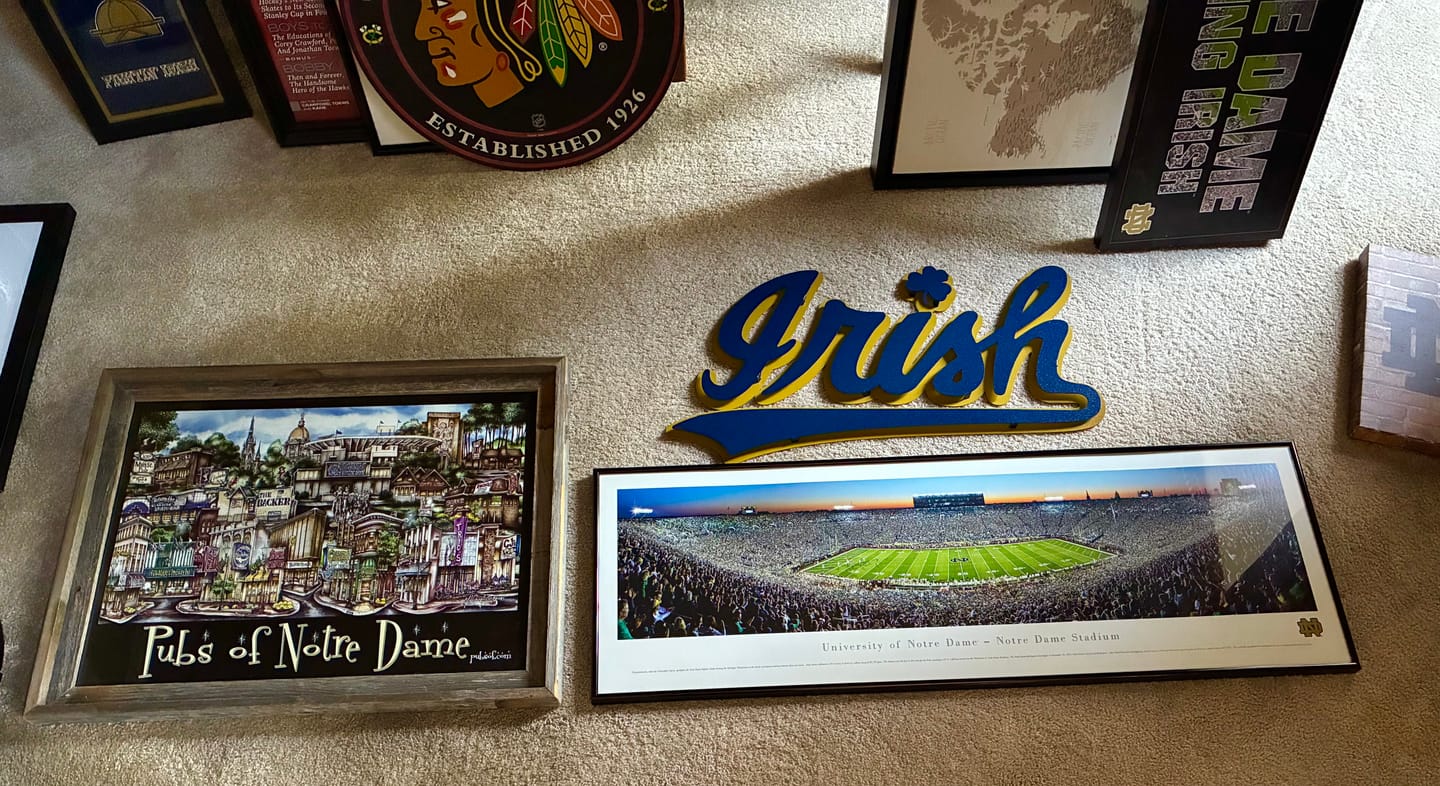 Customer photo review of Notre Dame "Irish" Script Vintage 3D Metal Wall Art