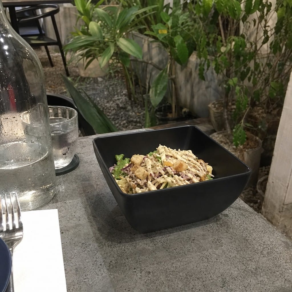 Customer photo review of Curved Bowl 8 inch Black Melamine for Contemporary Dining