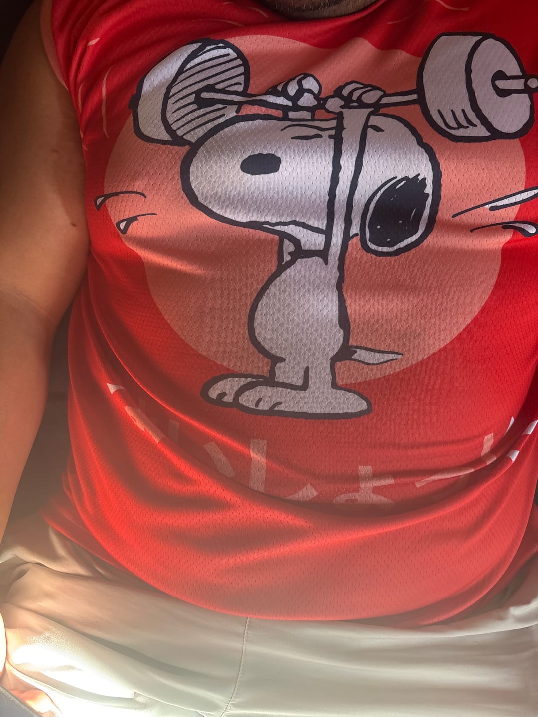 Customer photo review of Playera Sin Mangas Snoopy Gym