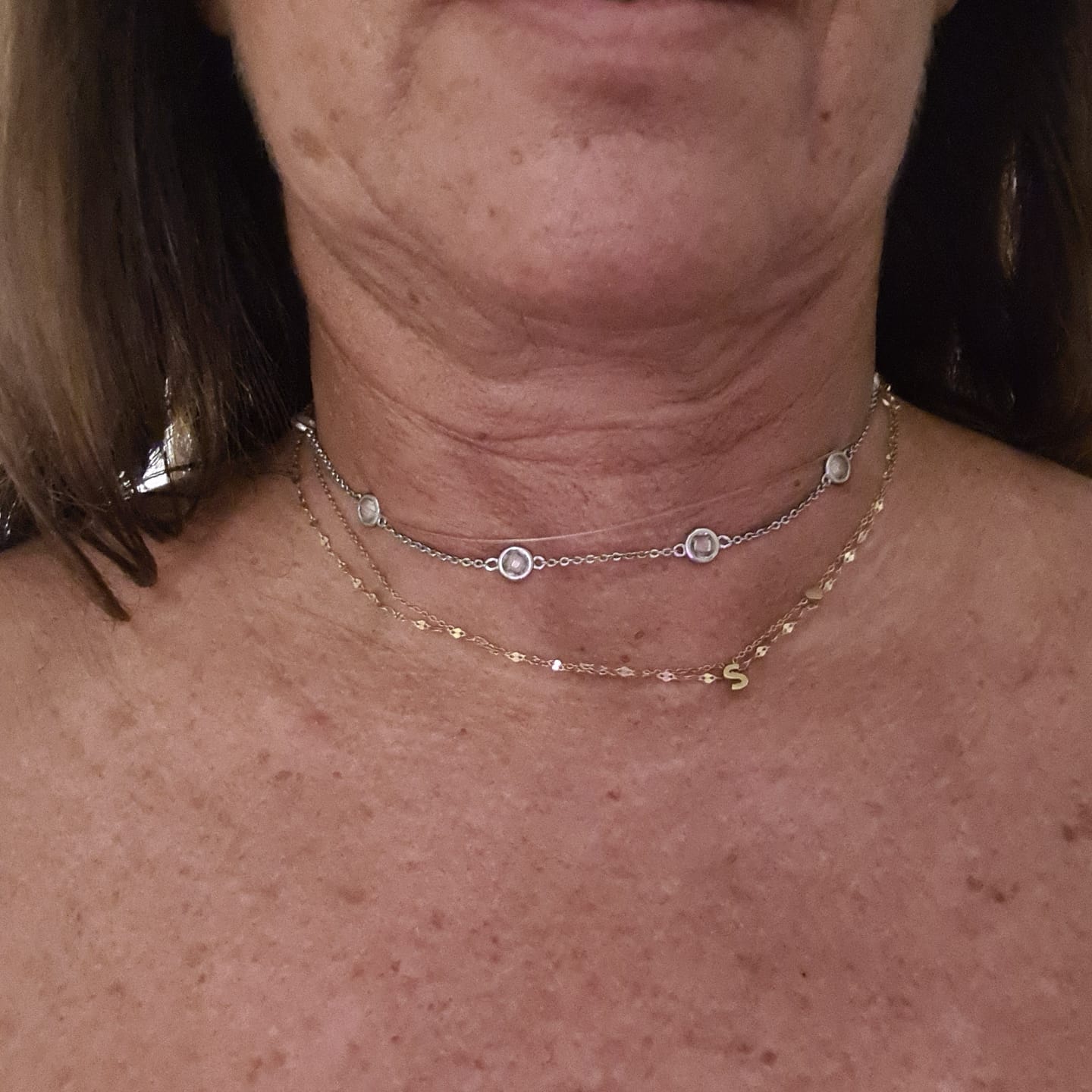 Customer photo review of Collana Fine con Castoncini in Zirconi