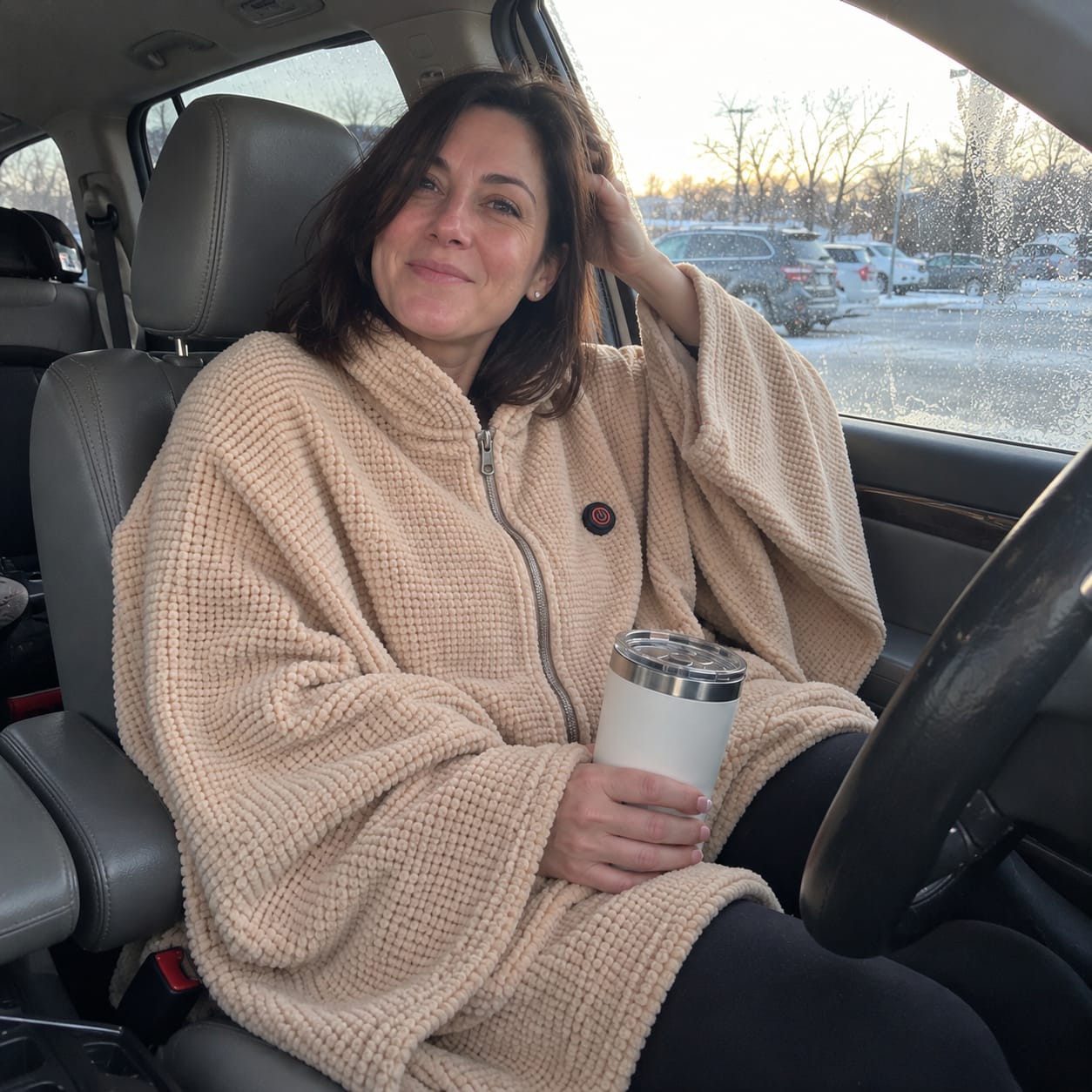 Customer photo review of Heated Wearable Blanket