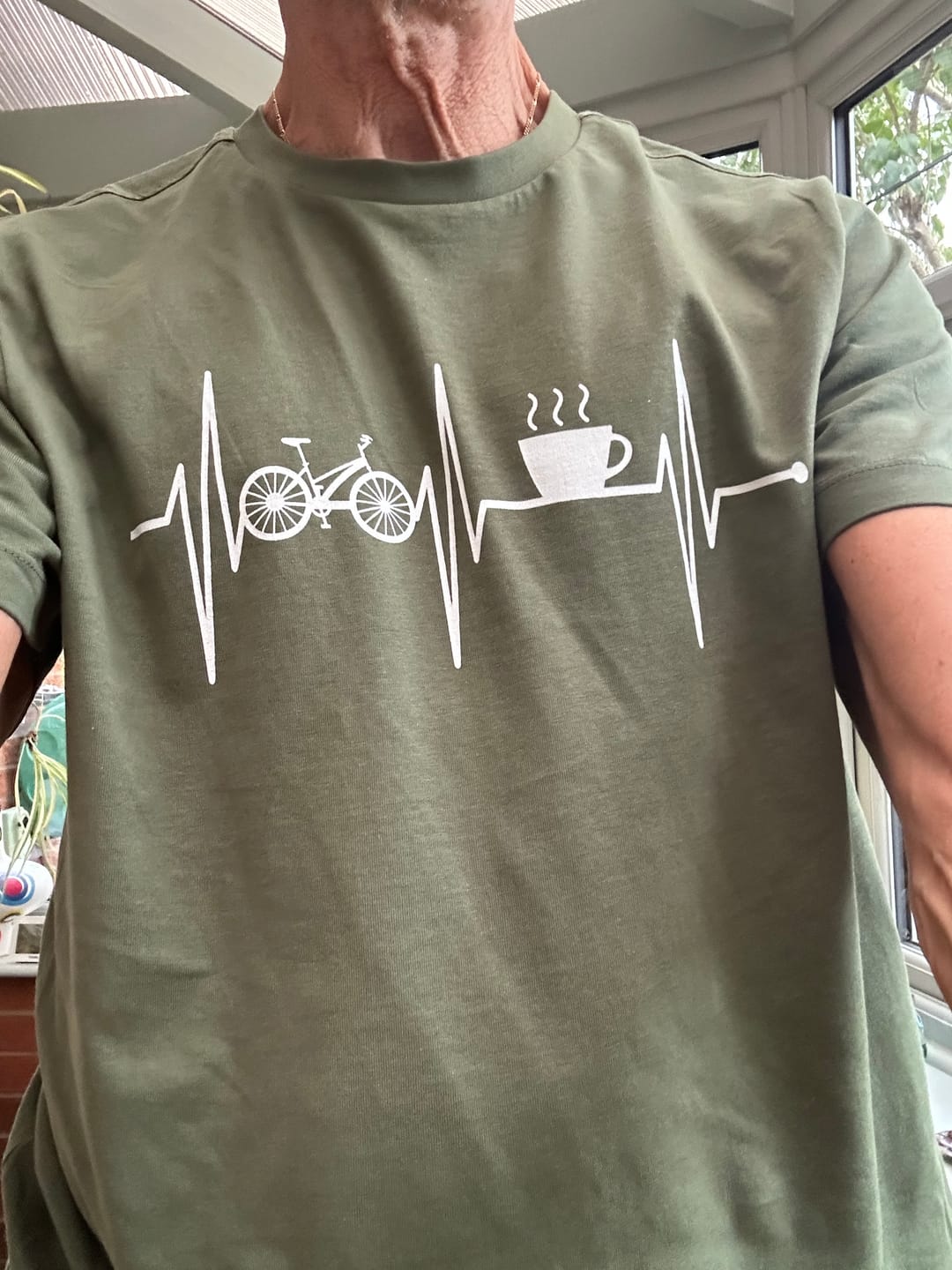Customer photo review of Cycling and coffee 93 T-shirt