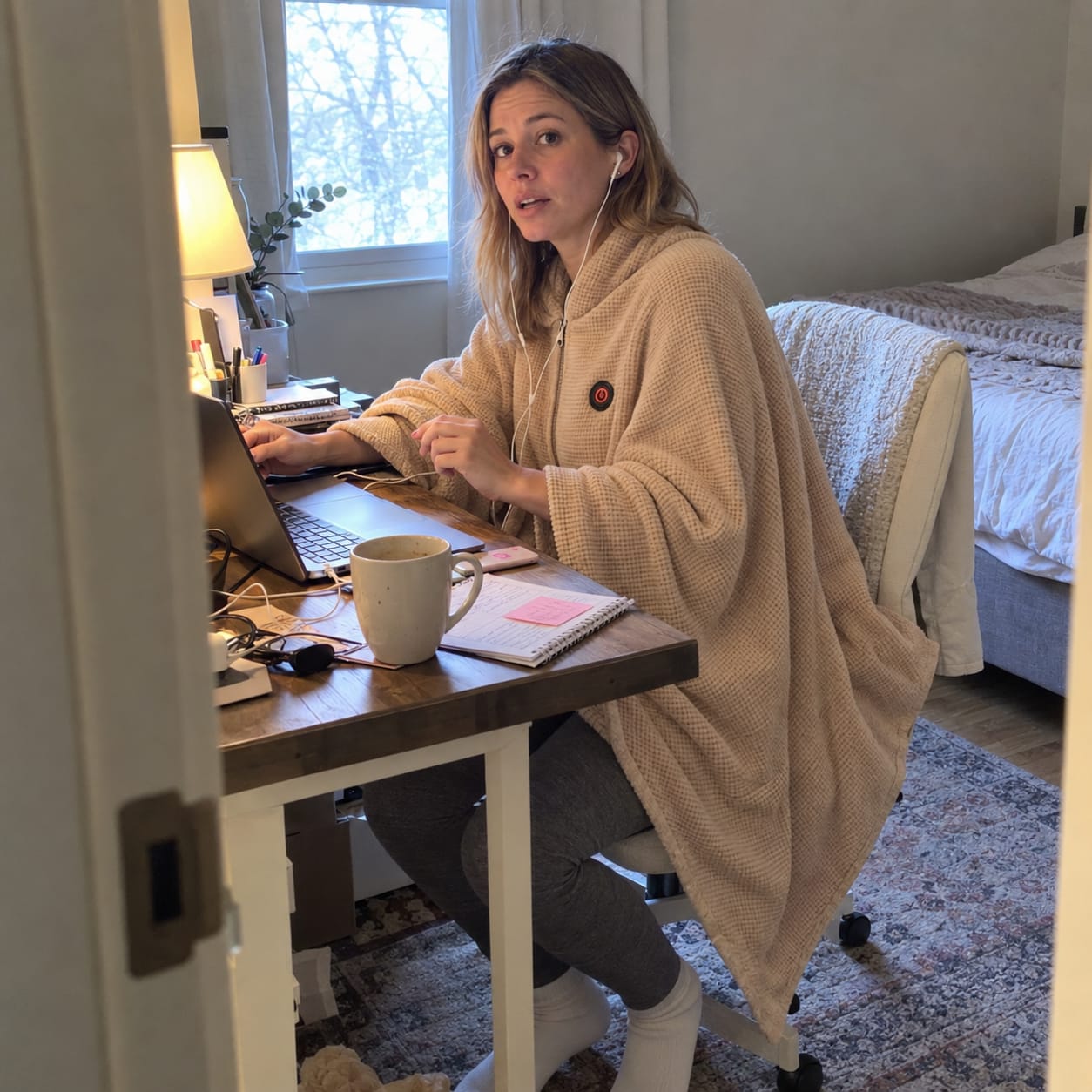 Customer photo review of Heated Wearable Blanket