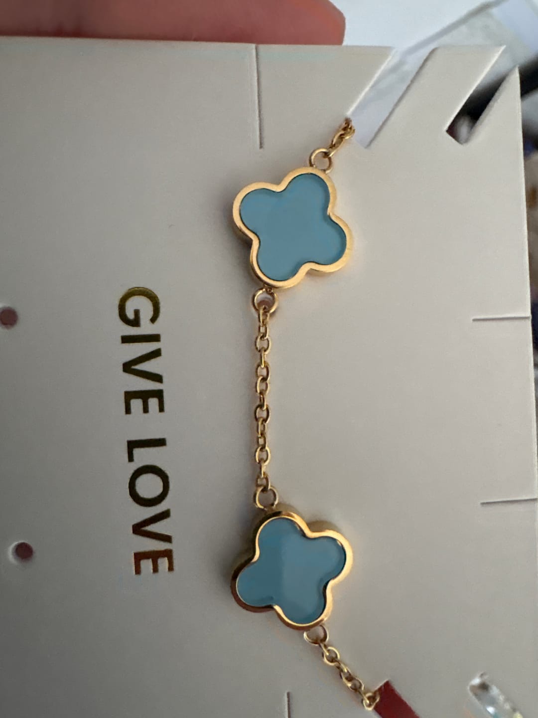 Customer photo review of Baby Blue Clover Armband