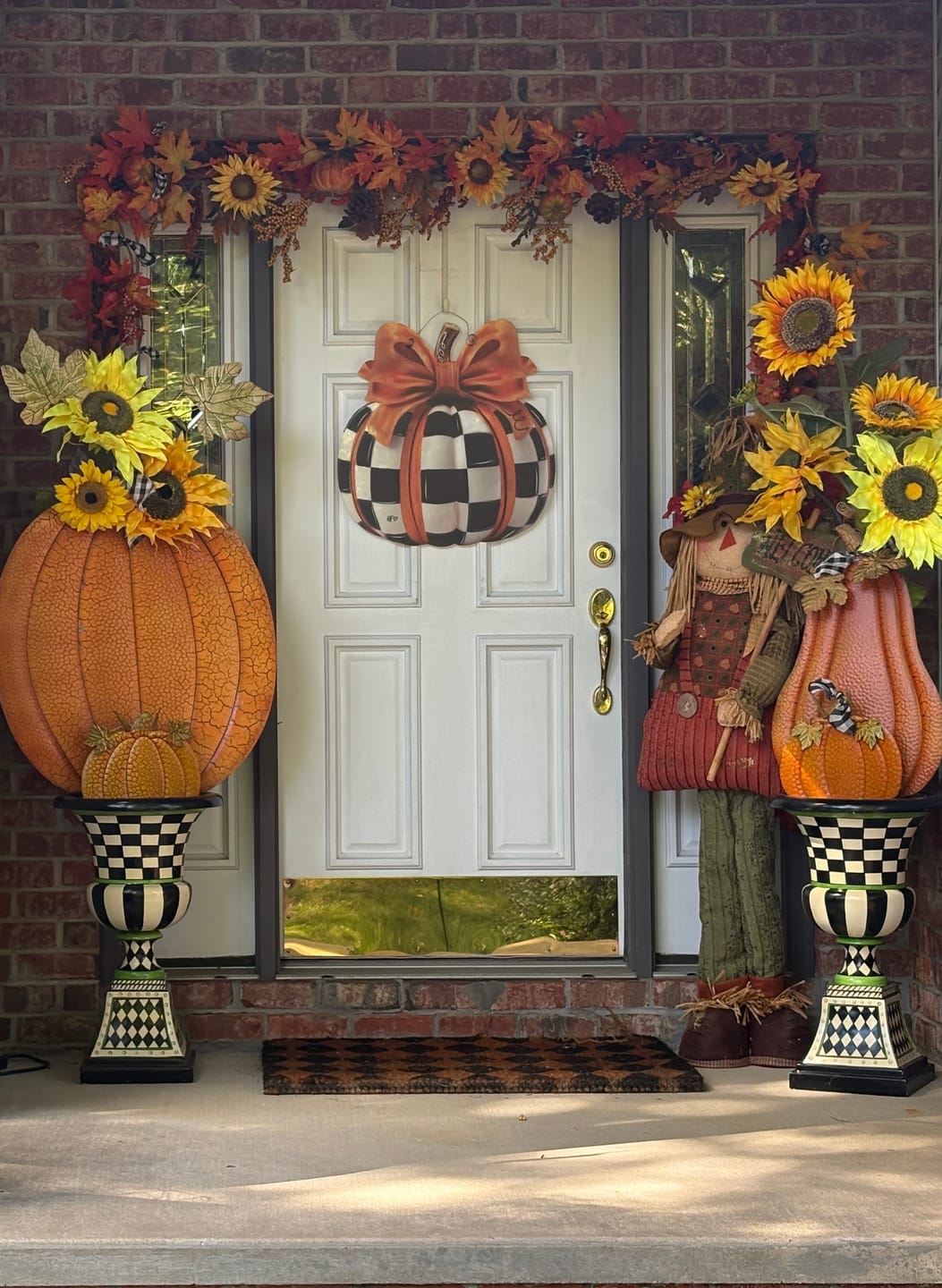 Customer photo review of Elegant Checkered Pumpkin Door Hanger