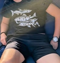 Customer photo review of Halloween Zombie Pumpkin Skeleton and Mummy Fish Graphic T-Shirt