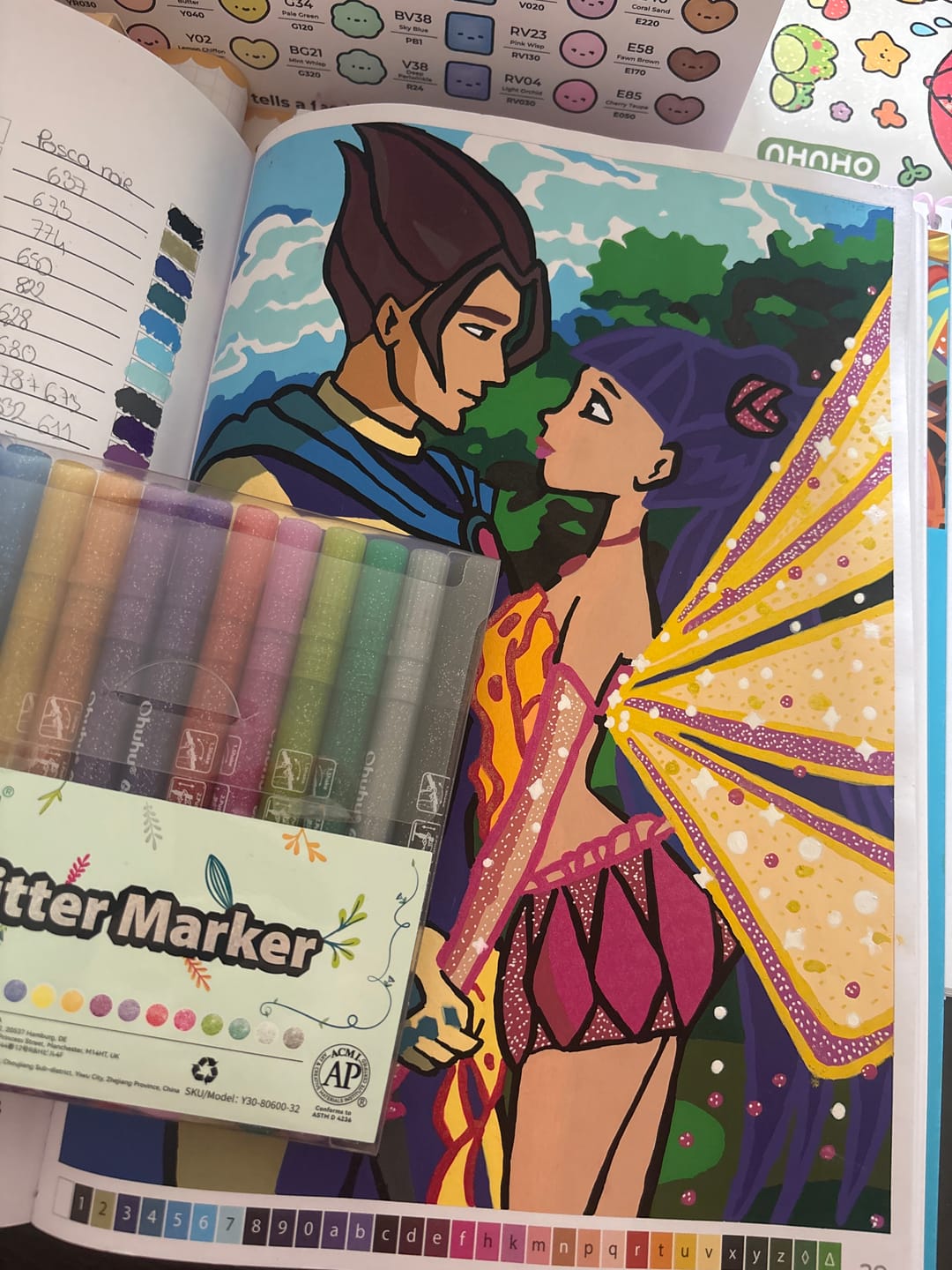 Customer photo review of Ohuhu Water-Based Glitter Metallic Marker Pens, 12 Shimmer Colors