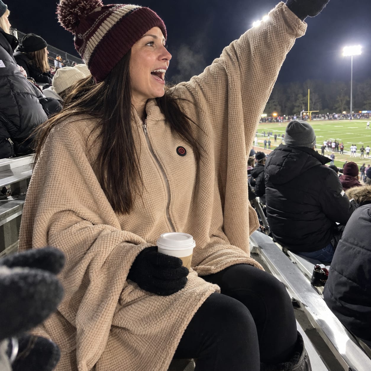 Customer photo review of Heated Wearable Blanket