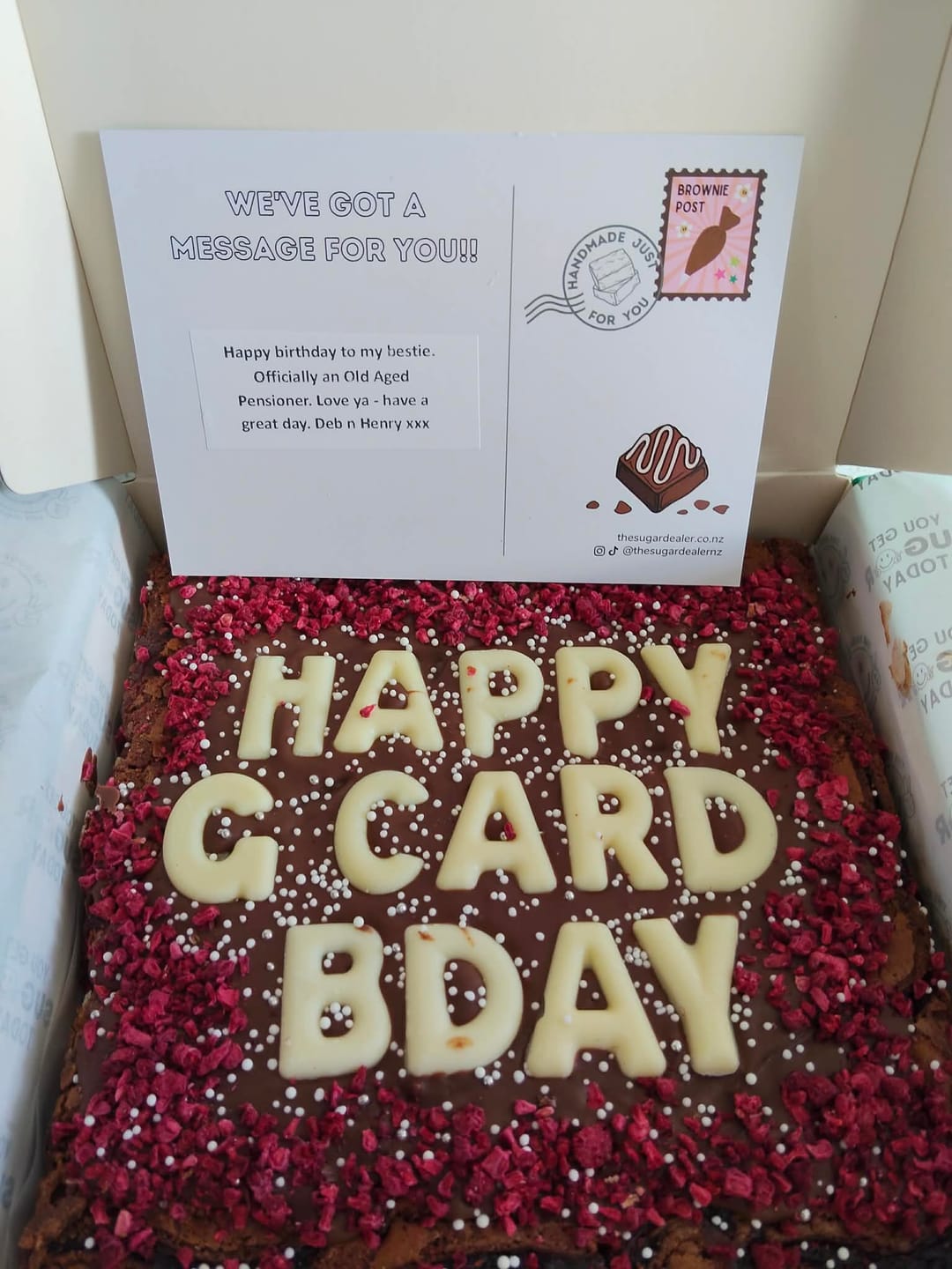 Customer photo review of OG custom message brownie