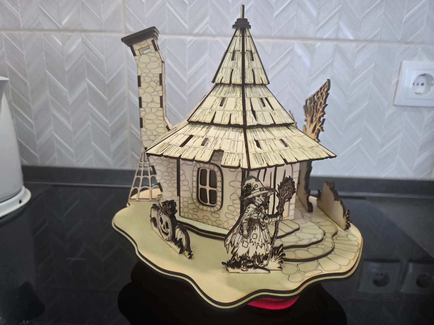 Customer photo review of 3D Haunted House Candle Halloween Lantern SVG Laser Cut