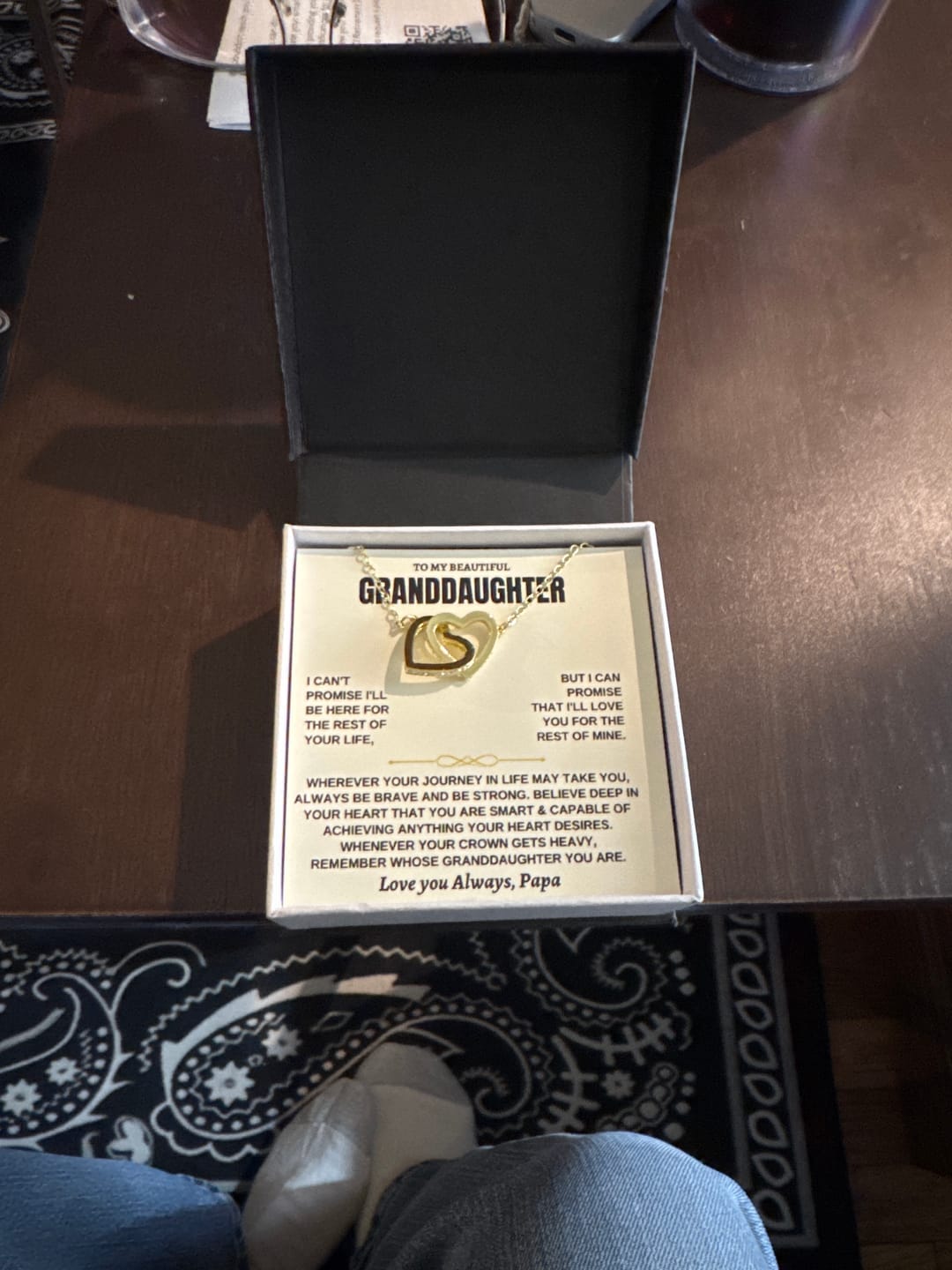 Customer photo review of Granddaughter Necklace from Grandpa - Interlocking Hearts CZ Pendant Gift