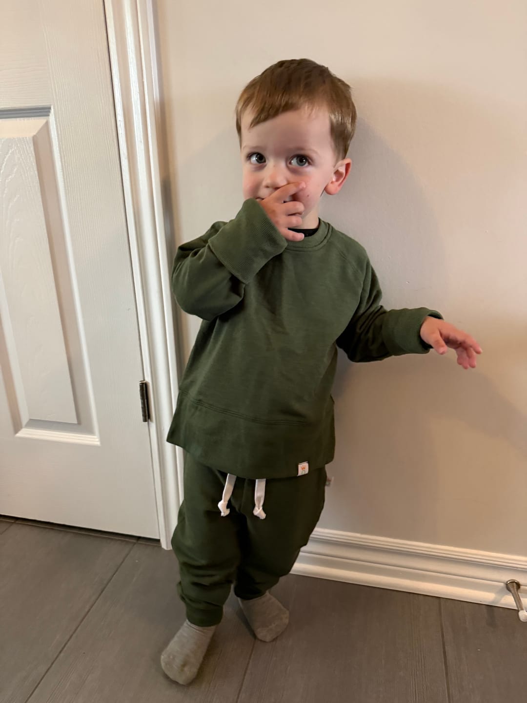Customer photo review of Moss Green Crewneck Sweater