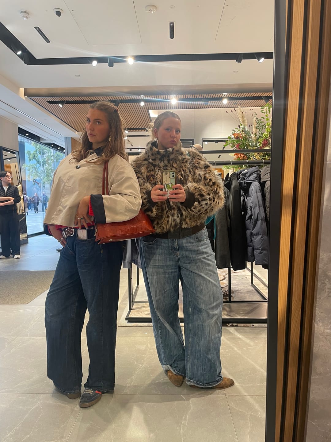 Customer photo review of Yota Reversible Leopard Faux-Fur Bomber