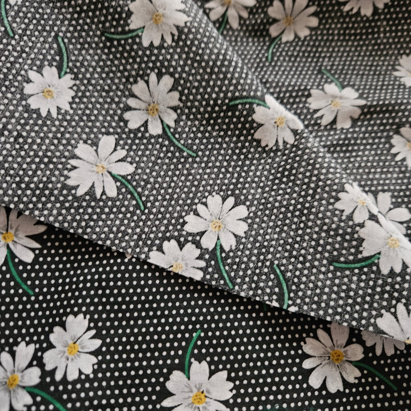 Customer photo review of White Flowers and Polka Dots Polycotton Fabric