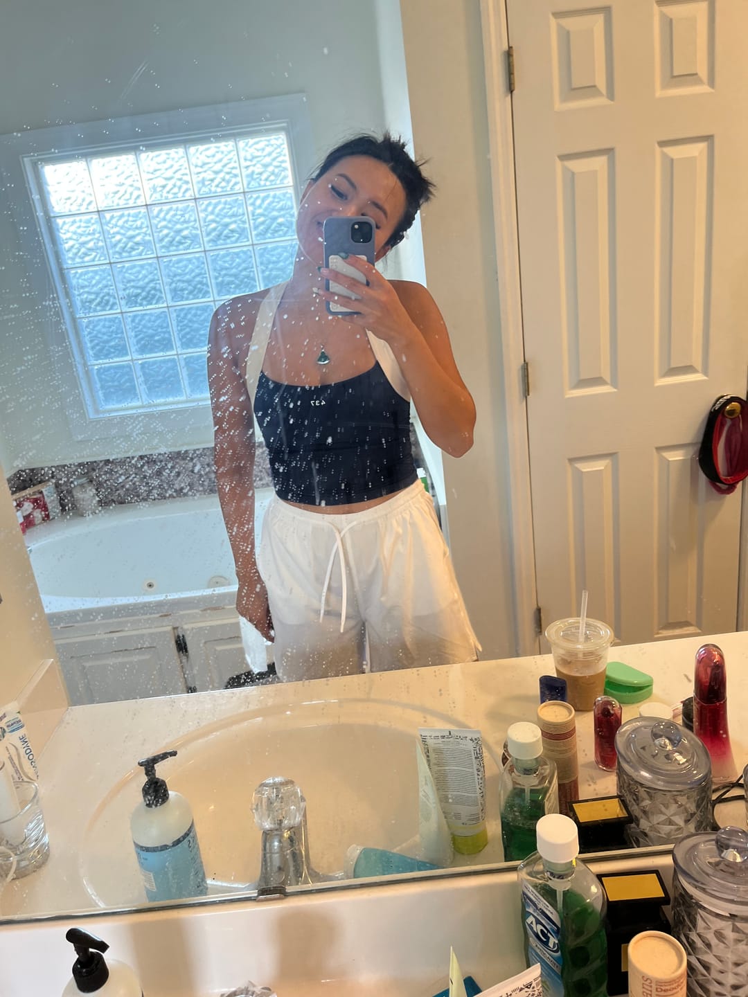 Customer photo review of The Sculpt Tank Navy & Cream